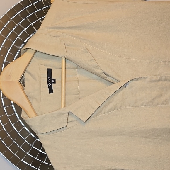 Quince 100% European Linen Short Sleeve Button Down Shirt In Flax NWOT - Picture 7 of 15